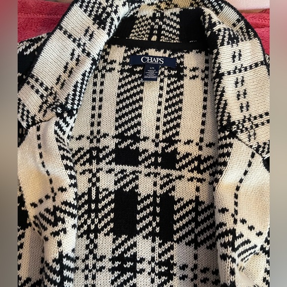 Chaps black and white plaid cardigan - Picture 3 of 4